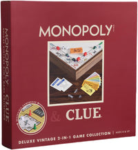 Monopoly and Clue - 2-in-1 Deluxe Vintage Wood Board Game Set (40902)