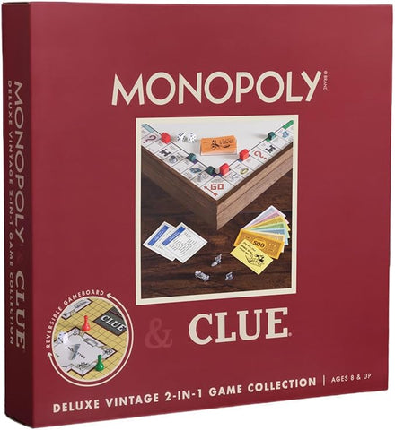 Monopoly and Clue - 2-in-1 Deluxe Vintage Wood Board Game Set (40902) - Image 7