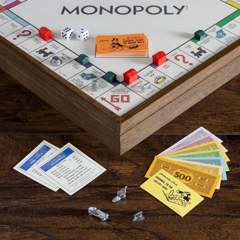 Monopoly and Clue - 2-in-1 Deluxe Vintage Wood Board Game Set (40902) - Image 3