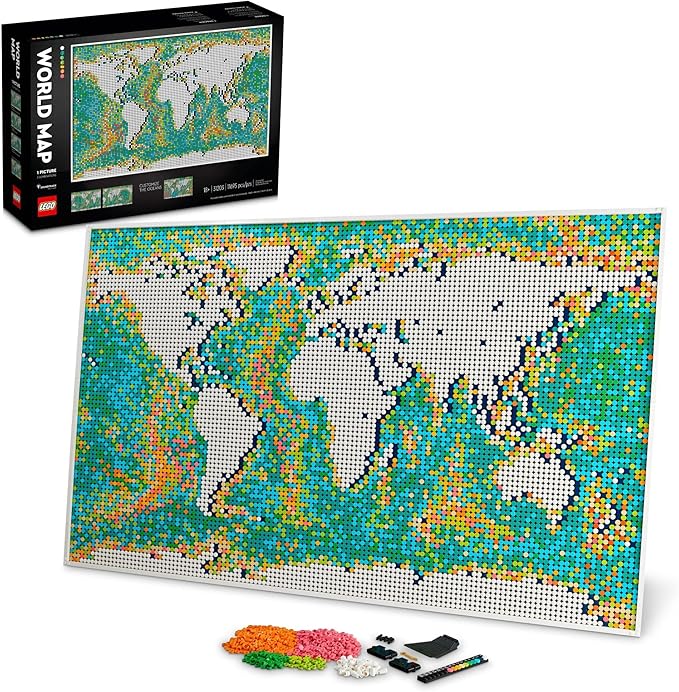 LEGO Art - World Map Building Set - Collectible Wall Art for Adults (31203)