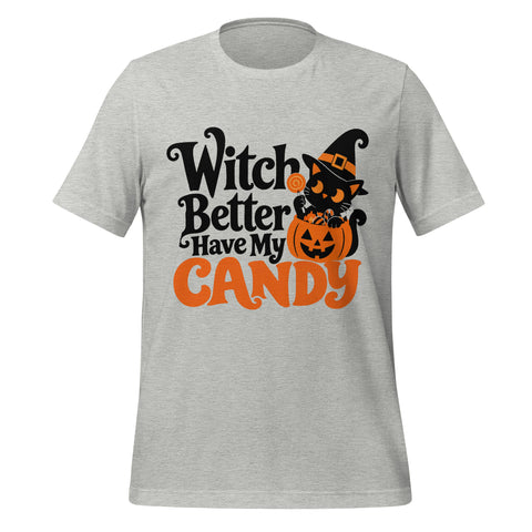 Witch Better Have My Candy T-Shirt - Cute Halloween Witch Cat and Pumpkin Graphic Tee - Image 25