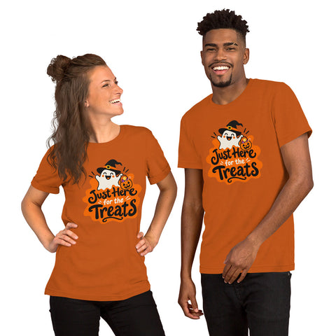 Just Here for the Treats T-Shirt - Cute Halloween Ghost and Candy Graphic Tee - Image 16