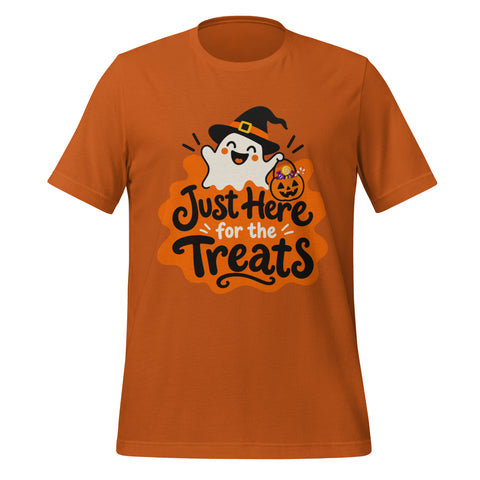 Just Here for the Treats T-Shirt - Cute Halloween Ghost and Candy Graphic Tee - Image 13