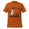 Trick or Treat Have a Happy Halloween T-Shirt - Cute Ghost and Pumpkin Graphic Tee