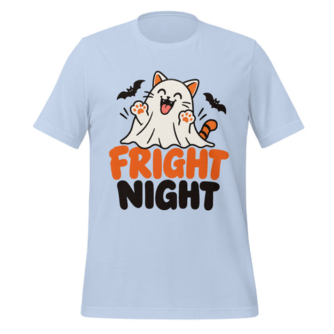 Fright Night T-Shirt - Cute Halloween Ghost Cat and Bats Graphic Tee - Image 29