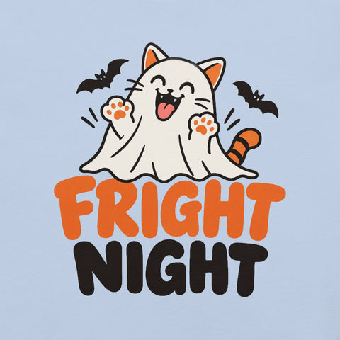 Fright Night T-Shirt - Cute Halloween Ghost Cat and Bats Graphic Tee - Image 30