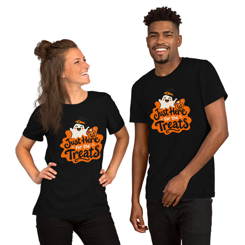 Just Here for the Treats T-Shirt - Cute Halloween Ghost and Candy Graphic Tee - Image 4