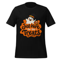 Just Here for the Treats T-Shirt - Cute Halloween Ghost and Candy Graphic Tee