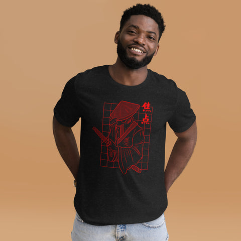 Cyberpunk Japan Samurai T-Shirt – Red Japanese Warrior Graphic T-Shirt - Image 5