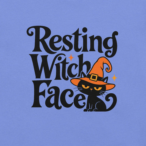 Resting Witch Face T-Shirt - Funny Halloween Black Cat Graphic Tee - Image 2