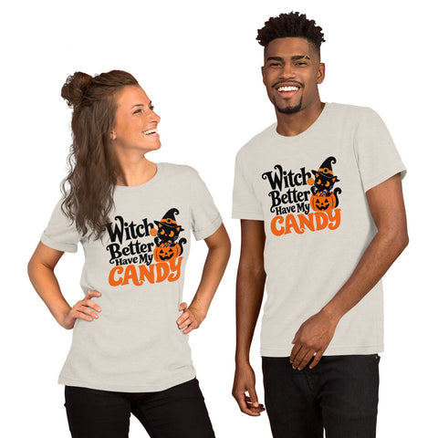 Witch Better Have My Candy T-Shirt - Cute Halloween Witch Cat and Pumpkin Graphic Tee - Image 40