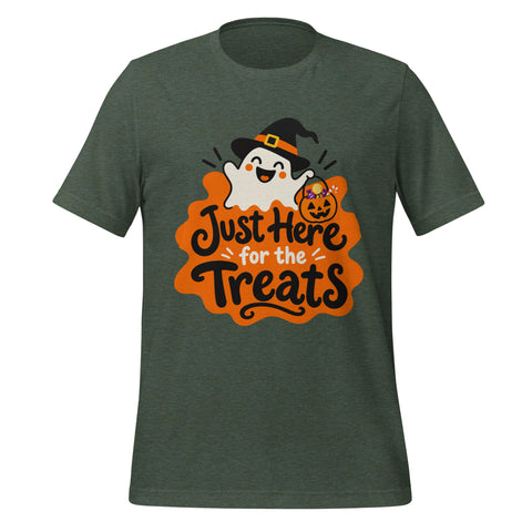 Just Here for the Treats T-Shirt - Cute Halloween Ghost and Candy Graphic Tee - Image 9