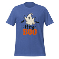 Hey Boo T-Shirt - Cute Halloween Ghost and Bats Graphic Tee