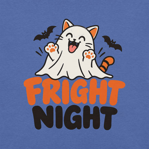 Fright Night T-Shirt - Cute Halloween Ghost Cat and Bats Graphic Tee - Image 14