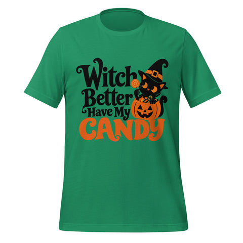Witch Better Have My Candy T-Shirt - Cute Halloween Witch Cat and Pumpkin Graphic Tee - Image 9