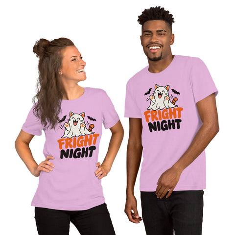 Fright Night T-Shirt - Cute Halloween Ghost Cat and Bats Graphic Tee - Image 24