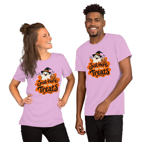Just Here for the Treats T-Shirt - Cute Halloween Ghost and Candy Graphic Tee - Image 36