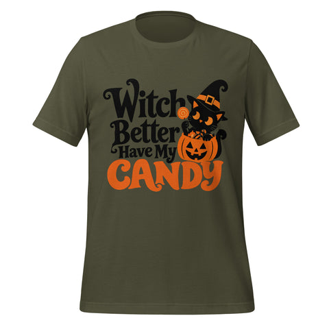 Witch Better Have My Candy T-Shirt - Cute Halloween Witch Cat and Pumpkin Graphic Tee - Image 5