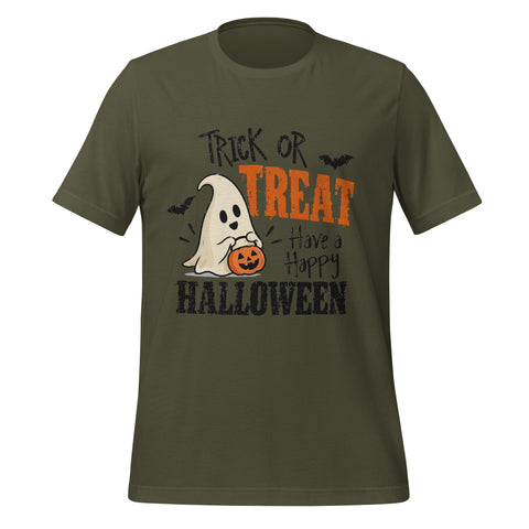 Trick or Treat Have a Happy Halloween T-Shirt - Cute Ghost and Pumpkin Graphic Tee - Image 9
