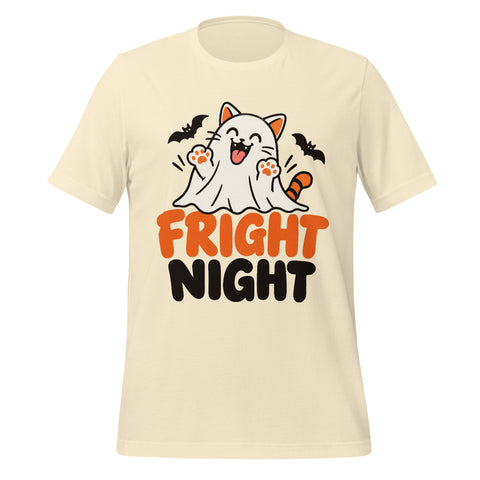Fright Night T-Shirt - Cute Halloween Ghost Cat and Bats Graphic Tee - Image 37