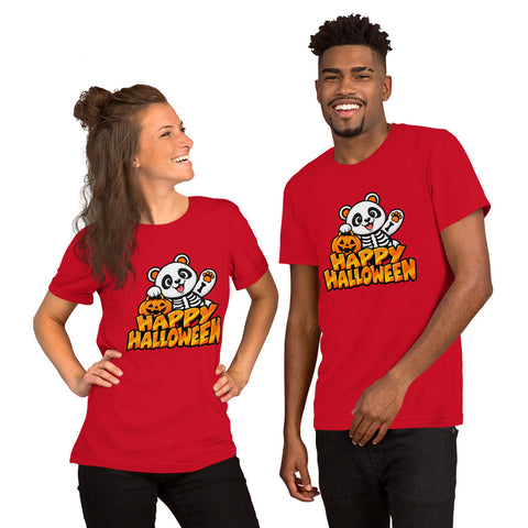 Happy Halloween T-Shirt - Cute Skeleton Panda and Pumpkin Graphic Tee - Image 4