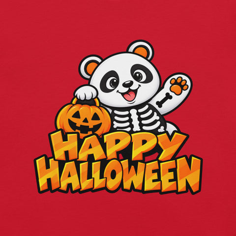 Happy Halloween T-Shirt - Cute Skeleton Panda and Pumpkin Graphic Tee - Image 2