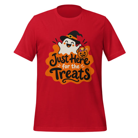 Just Here for the Treats T-Shirt - Cute Halloween Ghost and Candy Graphic Tee - Image 5