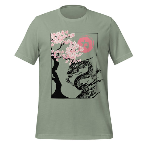 Japanese Dragon & Cherry Blossom T-Shirt – Asian Art Graphic T-Shirt - Image 5