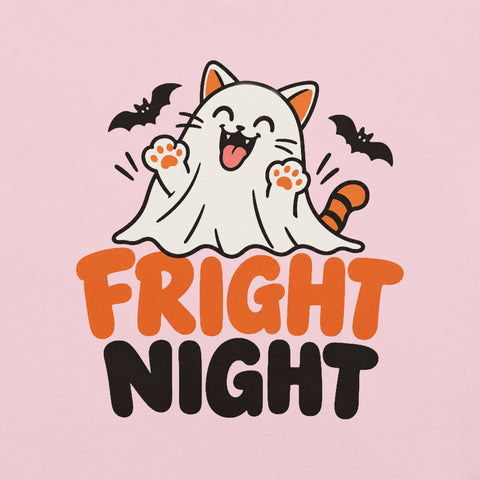 Fright Night T-Shirt - Cute Halloween Ghost Cat and Bats Graphic Tee - Image 34