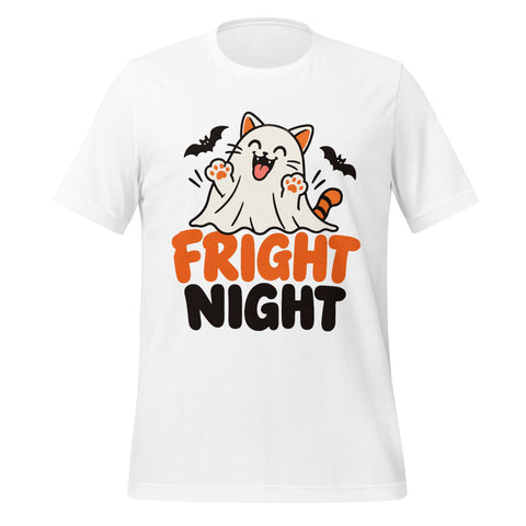 Fright Night T-Shirt - Cute Halloween Ghost Cat and Bats Graphic Tee - Image 41