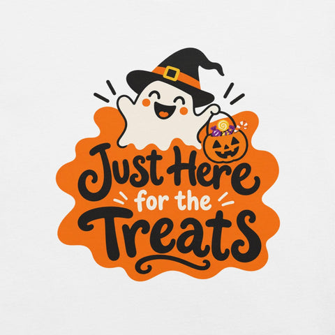 Just Here for the Treats T-Shirt - Cute Halloween Ghost and Candy Graphic Tee - Image 42