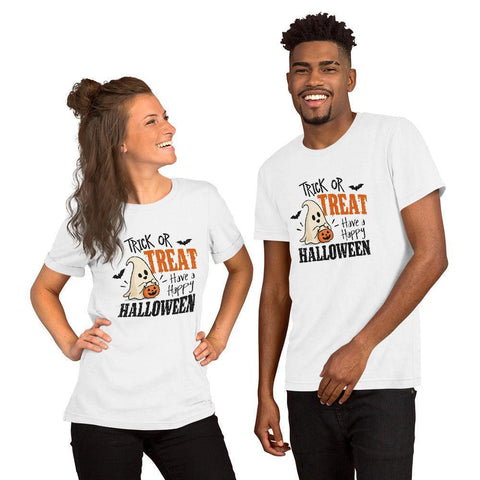 Trick or Treat Have a Happy Halloween T-Shirt - Cute Ghost and Pumpkin Graphic Tee - Image 44