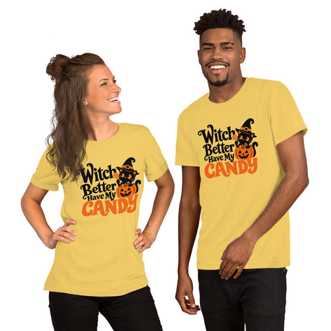 Witch Better Have My Candy T-Shirt - Cute Halloween Witch Cat and Pumpkin Graphic Tee - Image 36